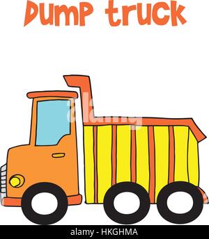 Yellow dump truck cartoon vector Stock Vector