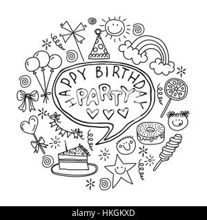 Poster for the birthday greetings. Hands painted birthday gifts Stock Vector