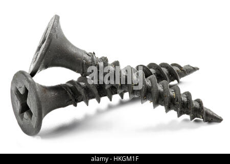 phosphated drywall screws isolated on white background Stock Photo