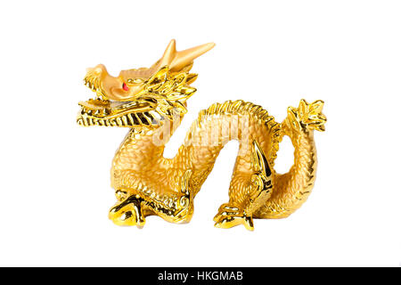 Golden dragon isolated on white background. Stock Photo