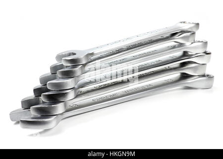 combination wrenches isolated on white background Stock Photo