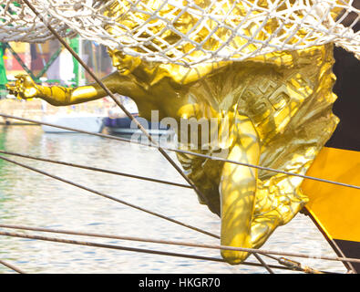 Wooden figure on front of the sailing ship Stock Photo