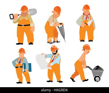 Vector illustration of a six builders set Stock Vector