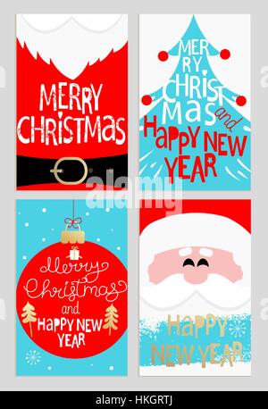 Santa's message banners. Merry Christmas and happy new year lettering. Vector illustration. Stock Vector