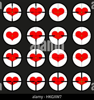 heart ,  targeted at heart, reticule, viewfinder, target graphics, Stock Vector