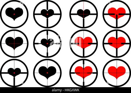 heart ,  targeted at heart, reticule, viewfinder, target graphics, Stock Vector