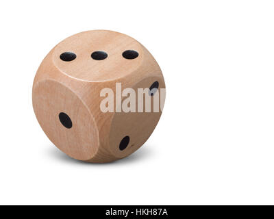 Single wooden Dice on white background Stock Photo - Alamy