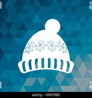 knitted cap winter blue abstract background Stock Vector