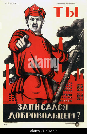 YOU - HAVE YOU VOLUNTEERED ?  1920 Red Army poster by Russian artist Dmitry Moor (1883-1946) Stock Photo