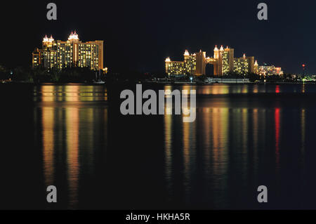 Atlantis Hotel in Nassau Bahamas at night Stock Photo