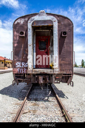 Series of incredibly beautiful, abandoned, rustic trains. Stock Photo