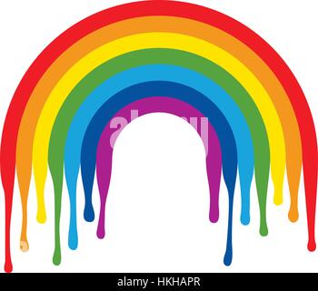 vector symbol of painted rainbow arc with dripping paint isolated on white background Stock Vector