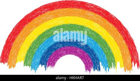 vector colorful rainbow illustration, grunge painted design on white background Stock Vector