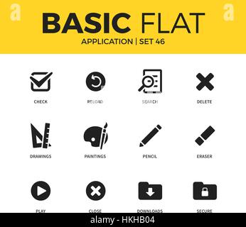 Basic set of Application icons Stock Vector