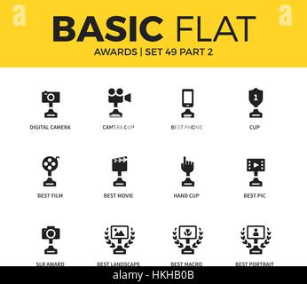 Basic set of video Awards icons Stock Vector