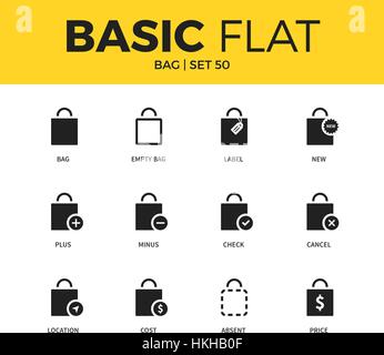 Basic set of Bag icons Stock Vector