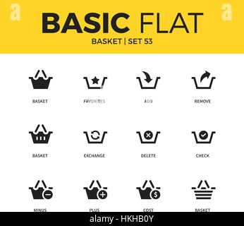 Basic set of Basket icons Stock Vector