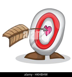 Purpose with a heart and flying arrow. Vector illustration for Valentines day. Stock Vector