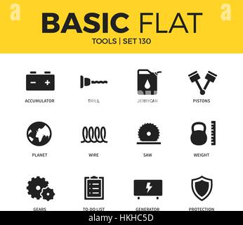 Basic set of Tools icons Stock Vector