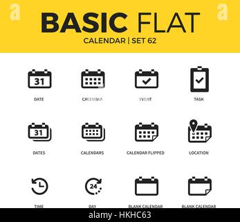 Basic set of Calendar icons Stock Vector