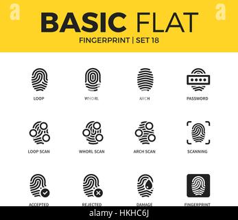 Basic set of Fingerprint icons Stock Vector