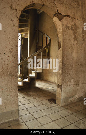 Staircase in abandoned church after eathquake in Nicaragua Stock Photo