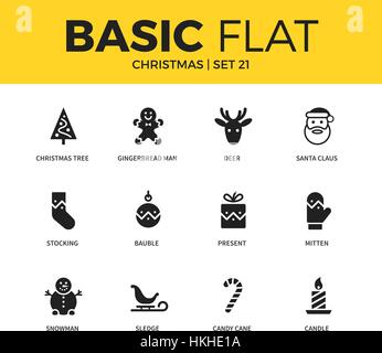 Basic set of christmas icons Stock Vector