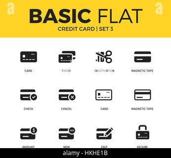 Basic set of credit card icons Stock Vector