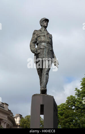 Monument to Charles de Gaulle (2000) by French sculptor Jean Cardot in Avenue des Champs-Elysees in Paris, France. Stock Photo