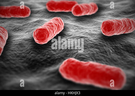 Three dimensional render of red germ entering human skin Stock Photo ...