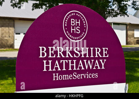 Lafayette, IN - Circa July 2016: Berkshire Hathaway HomeServices Sign. HomeServices is subsidiary of Berkshire Hathaway Energy I Stock Photo