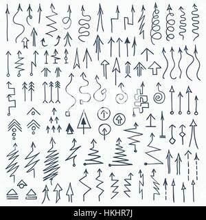 Doodle vector arrows and design elements. Hand drawn set of icons ...