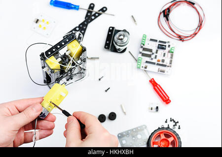 Assemble drive for robot on white isolated Stock Photo