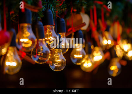 Vintage incandescent lamps as decorative element Stock Photo
