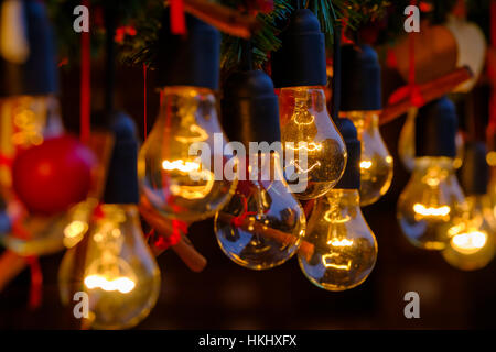 Vintage incandescent lamps as decorative element Stock Photo