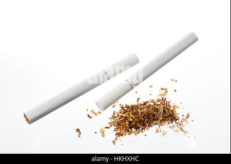 Tabacco and cigarette isolated on white background Stock Photo