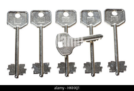 metal silver keys isolated on white background Stock Photo