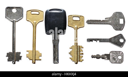 different metal Keys isolated on white background Stock Photo