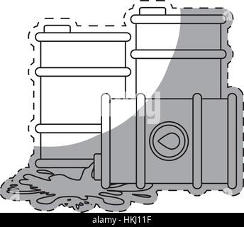White barrels pouring oil icon, vector illustration design Stock Vector