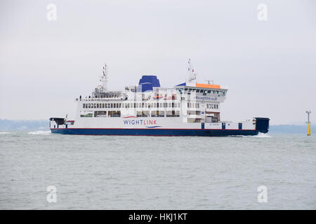 WightLink Car Ferry Travelling between Portsmouth and the Isle Of Wight Stock Photo