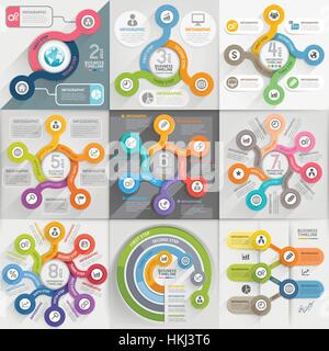 Infographics template set. Vector illustration. can be used for workflow layout, banner, diagram, number options, web design, timeline elements Stock Vector