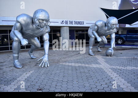 Tampa, Florida - USA - January 07, 2017: Football Playoff sculptures in Tampa Stock Photo