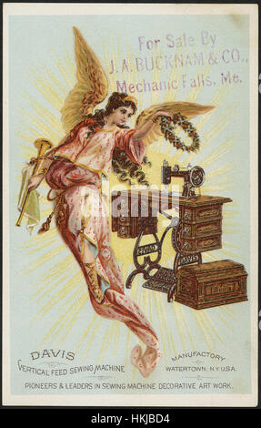 Davis vertical feed sewing machine, pioneers & leaders in sewing machine decorative art work. (front) Stock Photo