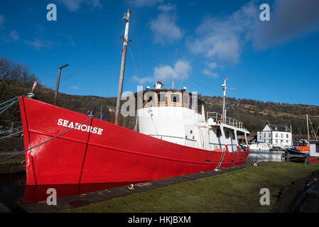 Former Research Survey  Vessel/Trawler 'Seahorse' moored at Bowling Basin on the Forth & Clyde Canal Stock Photo