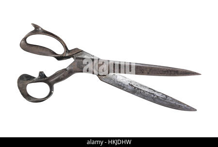 Old Drapers Scissors isolated on white background Stock Photo