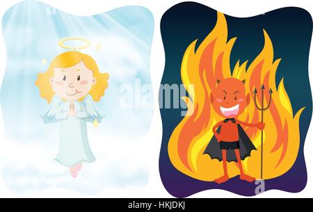 Angel and devil characters illustration Stock Vector