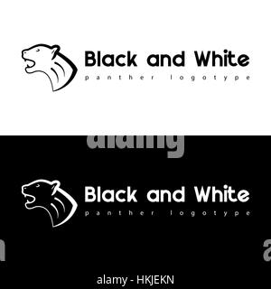 Black and white panther, vector animal pet abstract logo template and corporate identity for animal business services. Stock Vector