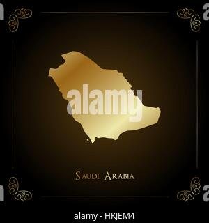 Saudi Arabia golden map. Luxurious design element, vector illustration. Stock Vector