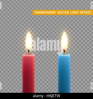 Candles burn with fire realistic. Stock Vector