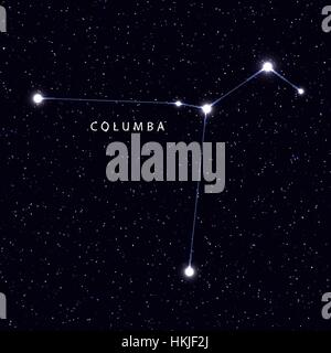 Sky Map with the name of the stars and constellations. Stock Vector
